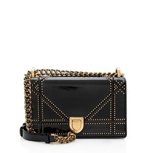 Dior Patent Leather Studded Diorama Small Shoulder Bag
